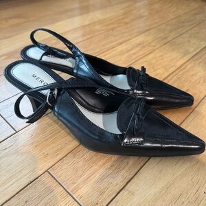 Black Slingback Loafer Heels | Office Siren | Size 7